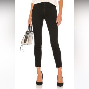 MOTHER | Women's Black The Pixie Dazzler Ankle Fray Jeans in not guilty, size 25
